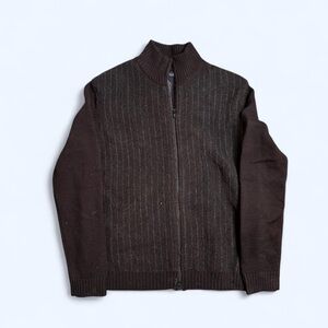 Banana Republic Men's Dark Brown Merino Zip-Up Sweater